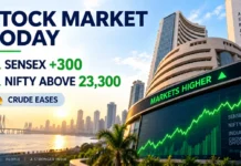 Sensex Jumps Over 300 Points, Nifty Above 23,300 as Crude Oil Falls — What’s Driving the Market Today?