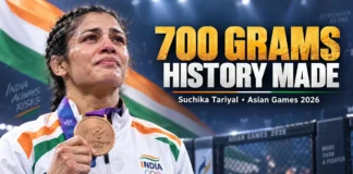 Suchika Tariyal Asian Games 2026 MMA bronze after 700-gram semifinal tiebreak
