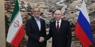 President of the Islamic Republic of Iran Masoud Pezeshkian with President of the Russian Federation Vladimir Putin