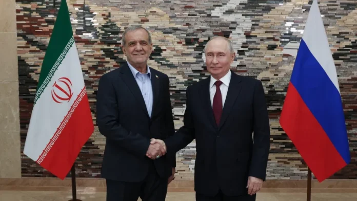 President of the Islamic Republic of Iran Masoud Pezeshkian with President of the Russian Federation Vladimir Putin President of the Islamic Republic of Iran Masoud Pezeshkian with President of the Russian Federation Vladimir Putin