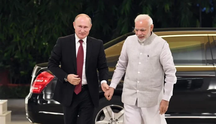 The Prime Minister, Shri Narendra Modi meeting the President of Russian Federation, Mr. Vladimir Putin,
