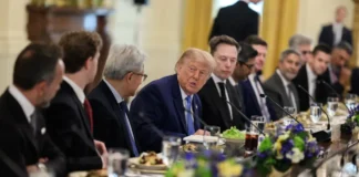 Donald Trump beside an Alaska natural gas pipeline and LNG export facility