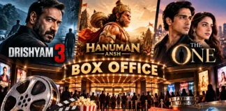 Box office update featuring the reported theatrical collections of Drishyam 3, Hanuman Ansh and The One.