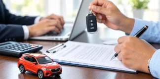 Indian car owner reviewing documents for car insurance renewal after a claim.