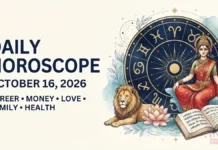 Daily Horoscope, October 16, 2026: Read career, business, financial, love, family and health predictions for all 12 zodiac signs.