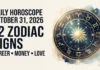 Daily horoscope October 31, 2026 featuring all 12 zodiac signs.