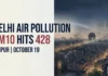PM10 at Delhi's Alipur monitoring station reached a reported 428 micrograms per cubic meter around 9 p.m. on October 19, according to the supplied CPCB data report.
