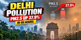 Delhi air pollution warning as PM2.5 levels rebound 37.9 percent within 48 hours after rainfall