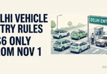 Delhi Vehicle Entry Rules From November 1: Which Cars Are Allowed, Which Are Banned? Check Your BS6 Status Delhi vehicle entry restrictions from November 1, 2026, showing BS6-compliant vehicles allowed and older non-BS6 vehicles restricted.