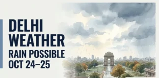 Delhi's minimum temperature fell to 17.7°C on Dussehra, while a western disturbance may bring clouds and isolated light drizzling on October 24–25.