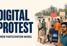 Prof. DP Sharma has proposed studying a model that combines peaceful physical demonstrations with wider digital participation. The proposal has not been established as government policy.