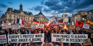 From France to Albania, protests across Europe reflect growing concerns about living costs, affordable housing, education and public services.