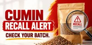 FSSAI Everest cumin powder recall alert showing spice packet and batch check