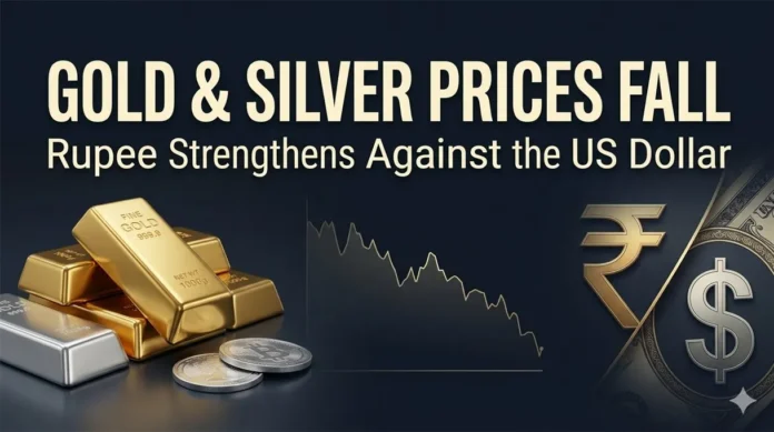 Gold declined to ₹1,52,600 per 10 grams and silver fell to ₹2,26,000 per kilogram in Delhi on October 13, 2026, as the rupee strengthened.