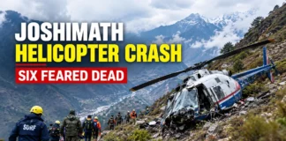 A Trans Bharat Aviation helicopter crashed near Chai village in Joshimath while travelling from Badrinath to Dehradun. Six people were aboard, and all were feared dead, according to media reports.