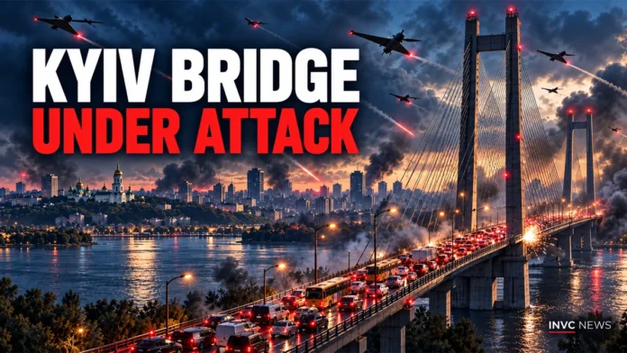 kyiv-southern-bridge-russian-drone-strikes-traffic Ukraine, Russia, Kyiv, Dnipro River, Drone Strikes, Southern Bridge, Public Transportation