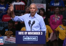 Barack Obama mocked Donald Trump’s White House renovation projects during an Ohio rally supporting Democratic candidates ahead of the November 3 midterm elections.