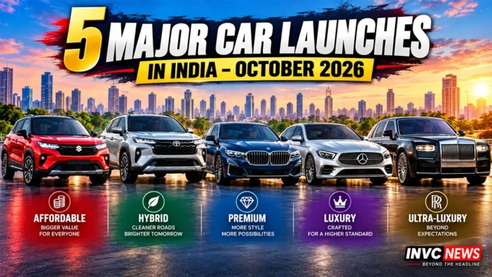 October 2026 car launches in India featuring Mercedes-Maybach S-Class, Skoda Slavia, Toyota Glanza, Audi Q3 and Renault Duster Hybrid