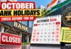 Banks Closed on These Dates in October 2026: Check the Holiday List Before You Leave Home October Bank Holidays 2026 in India with state-wise bank branch closure dates