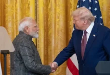 White House Calls India One of America’s ‘Strongest Allies,’ Credits Trump–Modi Relationship Prime Minister Narendra Modi and Donald Trump shaking hands