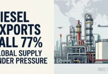 Russian diesel exports fell sharply in September as Ukrainian attacks disrupted oil infrastructure, adding to pressure on a global diesel market already affected by Middle East supply disruptions.