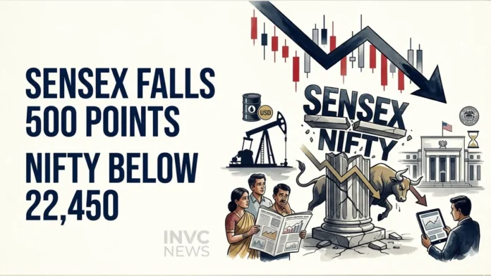 Indian stock markets faced selling pressure as investors monitored crude oil prices, global market movements and the upcoming US Federal Reserve decision. Verify the reported index levels against official closing data before publication.