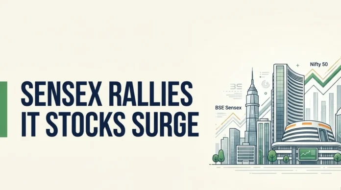 Indian equities opened higher on Friday as technology stocks led gains, the Sensex rallied in early trade and the Nifty moved above 22,700.