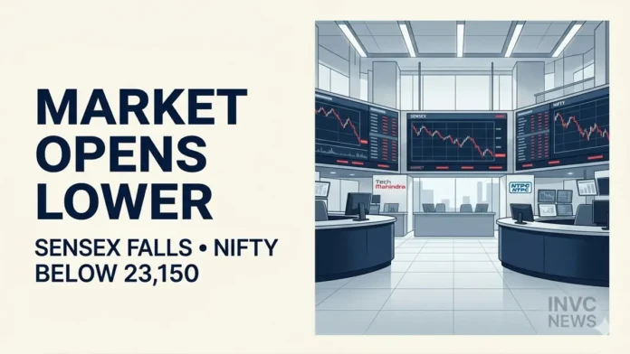 Indian benchmarks opened lower on October 19, with the Nifty slipping below 23,150 as Tech Mahindra and NTPC came under pressure. Indian benchmarks opened lower on October 19, with the Nifty slipping below 23,150 as Tech Mahindra and NTPC came under pressure.