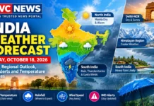 India Weather Forecast Today, October 18, 2026: Dry Skies in Delhi-NCR, Heavy Rain Threatens Southern States India Weather Forecast, October 18, 2026: Mainly dry conditions are expected across parts of North India, while southern states may see rain and thunderstorms.