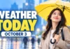 Weather Today, October 3, 2026: Delhi Stays Clear, Rain Could Reshape Weekend Plans in the South Weather Today October 3 2026 editorial illustration showing a commuter under an umbrella