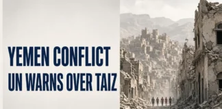 A Houthi attack in Taiz killed two teenage girls and injured six people, while the United Nations warned that the city’s siege was putting civilians at grave risk.
