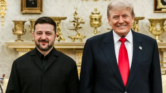 Volodymyr Zelensky and Donald Trump on US Patriot Missile Deal for Ukraine Ukrainian President Volodymyr Zelensky and US President Donald Trump amid America's approval of a potential $2.1 billion Patriot missile sale to Ukraine.